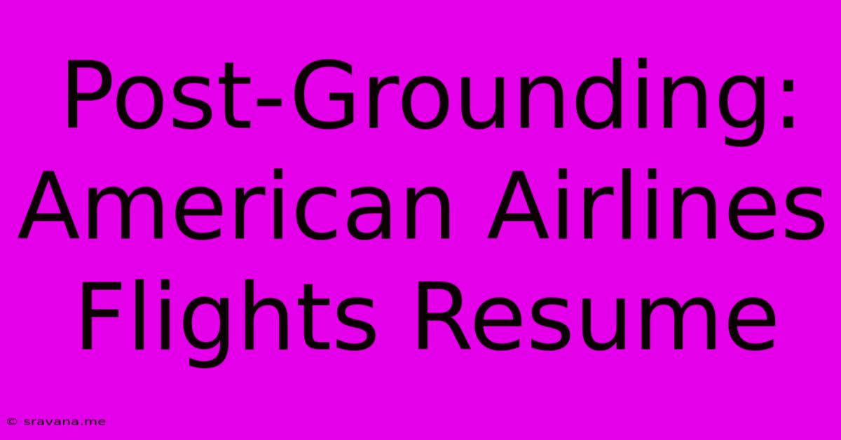 Post-Grounding: American Airlines Flights Resume