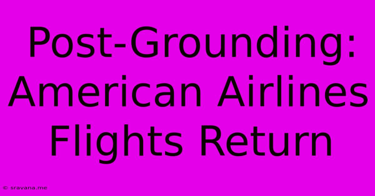 Post-Grounding: American Airlines Flights Return