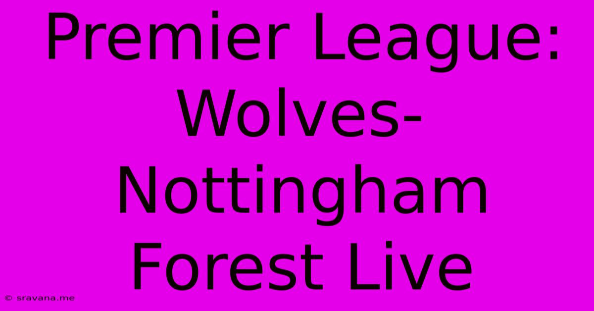 Premier League: Wolves-Nottingham Forest Live