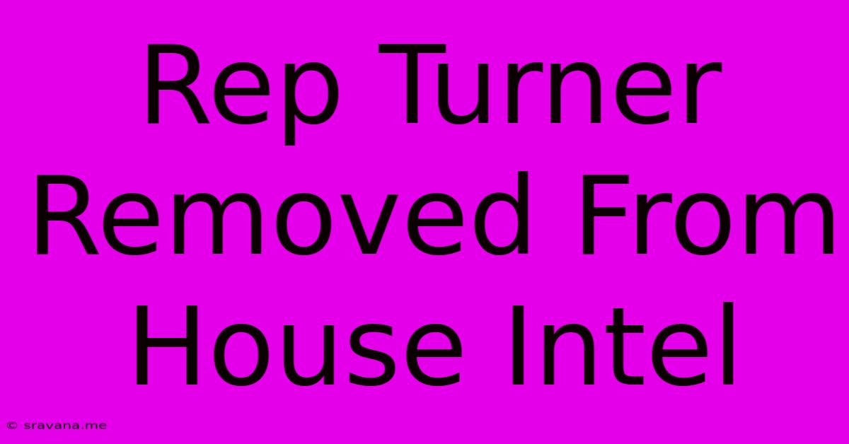 Rep Turner Removed From House Intel