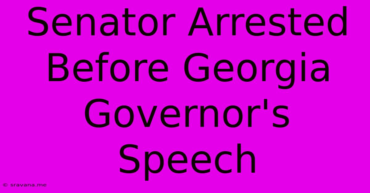 Senator Arrested Before Georgia Governor's Speech