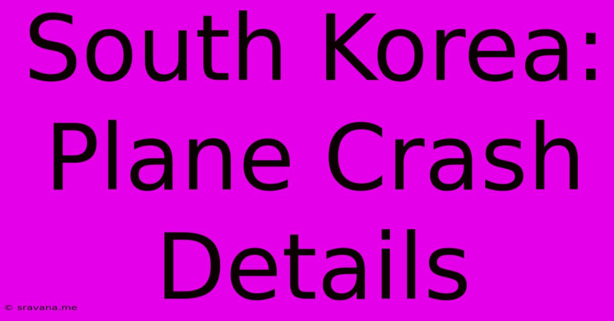 South Korea: Plane Crash Details