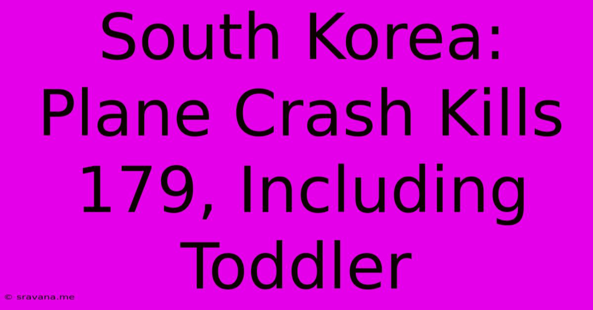 South Korea: Plane Crash Kills 179, Including Toddler