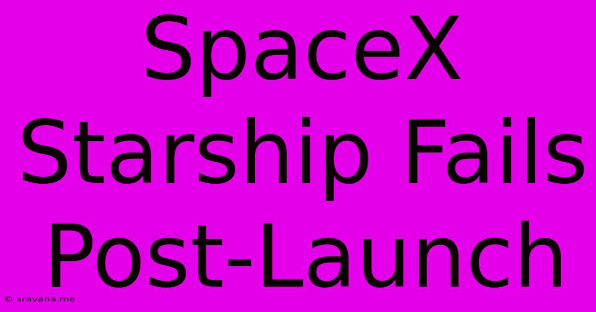 SpaceX Starship Fails Post-Launch