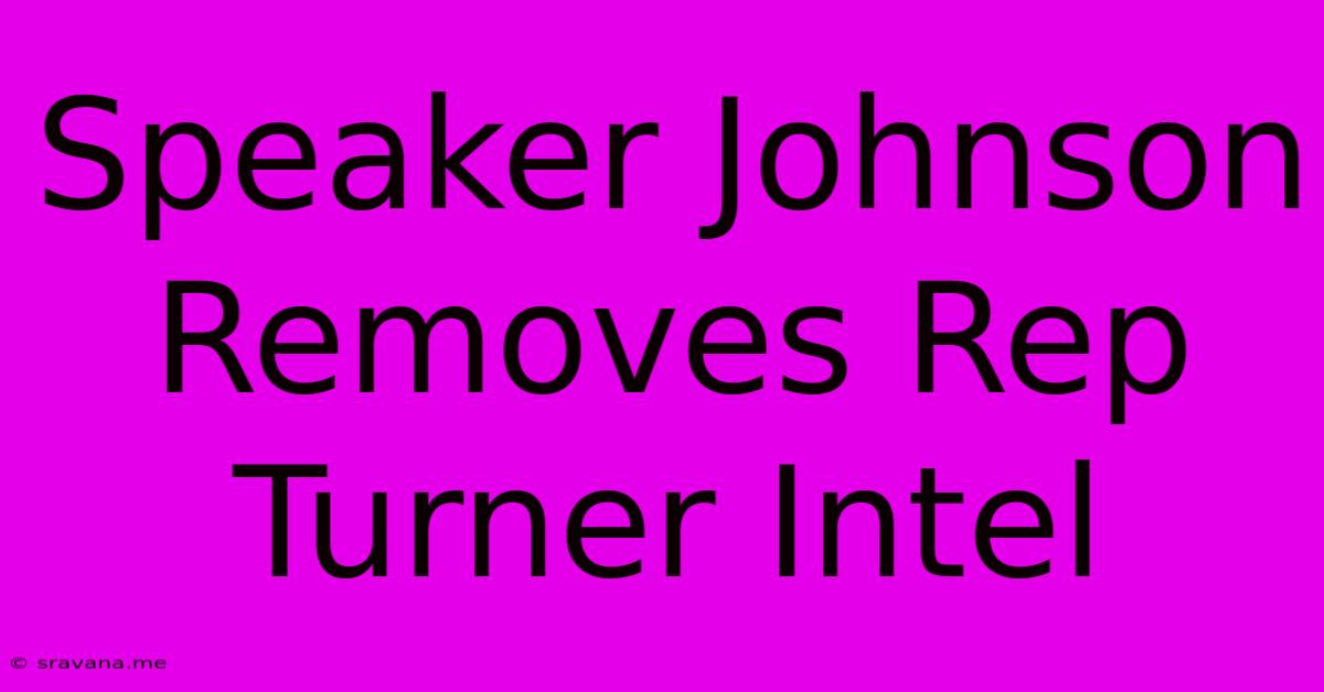 Speaker Johnson Removes Rep Turner Intel