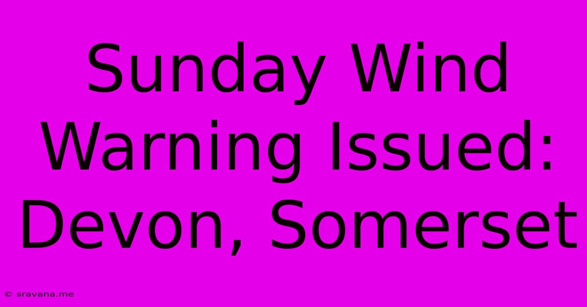 Sunday Wind Warning Issued: Devon, Somerset