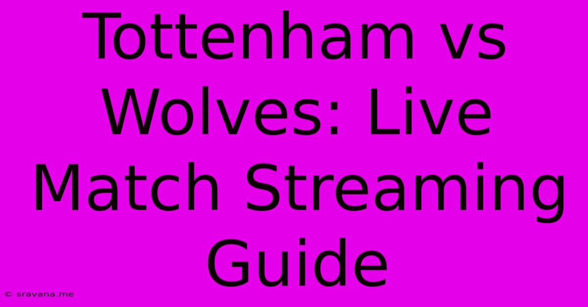 Tottenham Vs Wolves: Live Match Streaming Guide