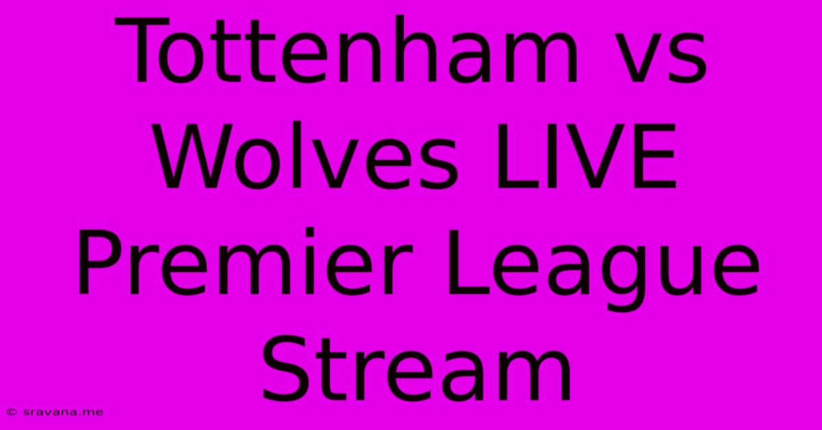 Tottenham Vs Wolves LIVE Premier League Stream