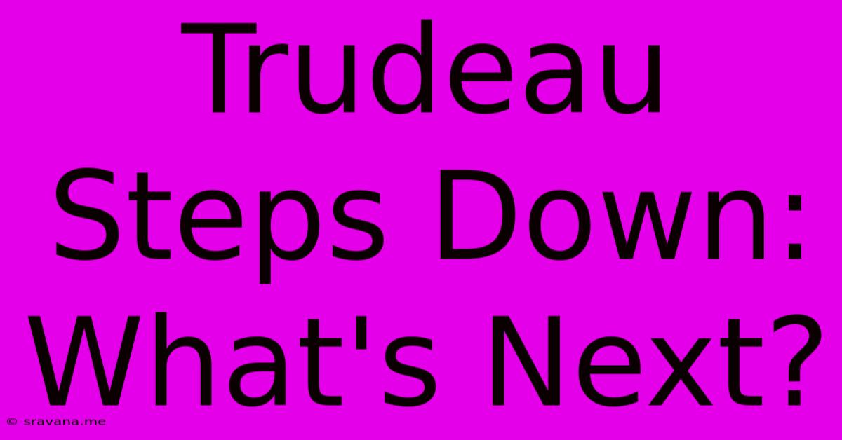 Trudeau Steps Down: What's Next?