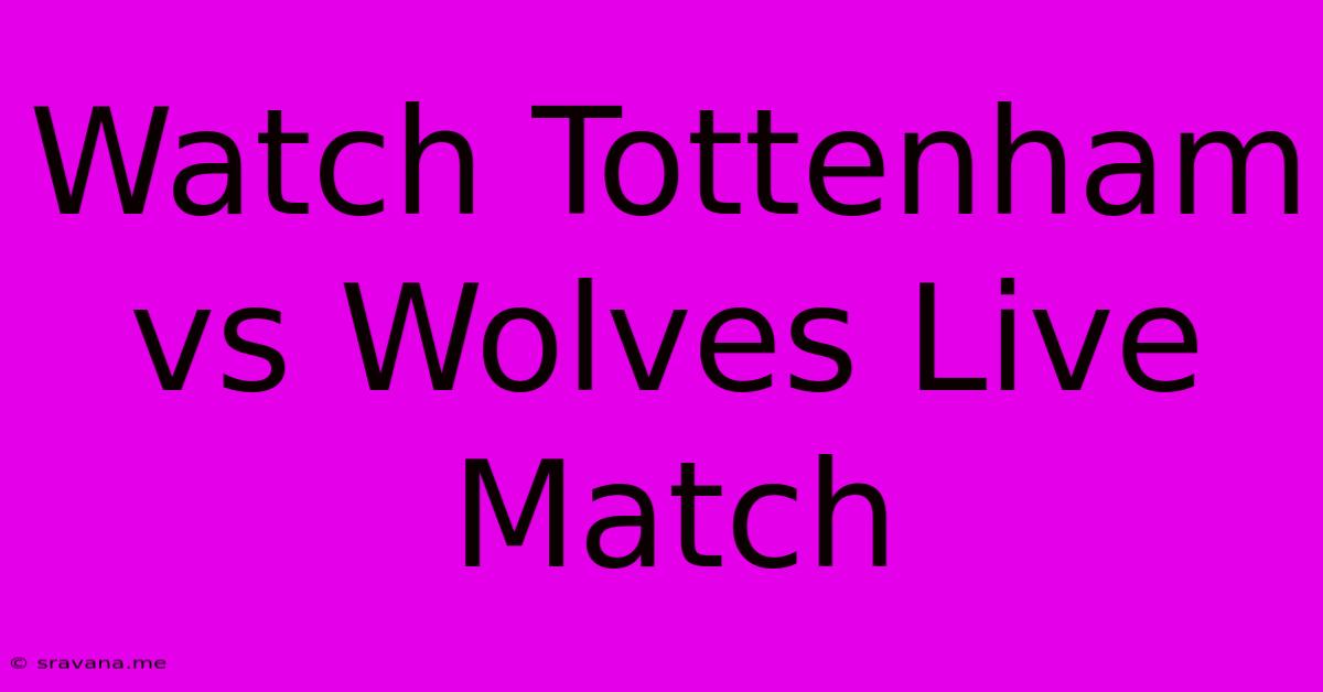 Watch Tottenham Vs Wolves Live Match