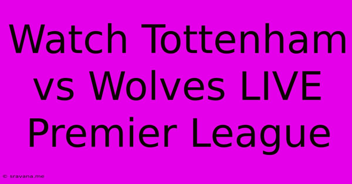 Watch Tottenham Vs Wolves LIVE Premier League