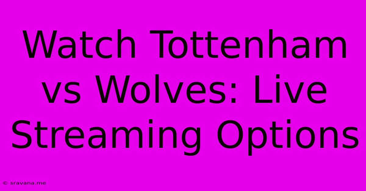 Watch Tottenham Vs Wolves: Live Streaming Options