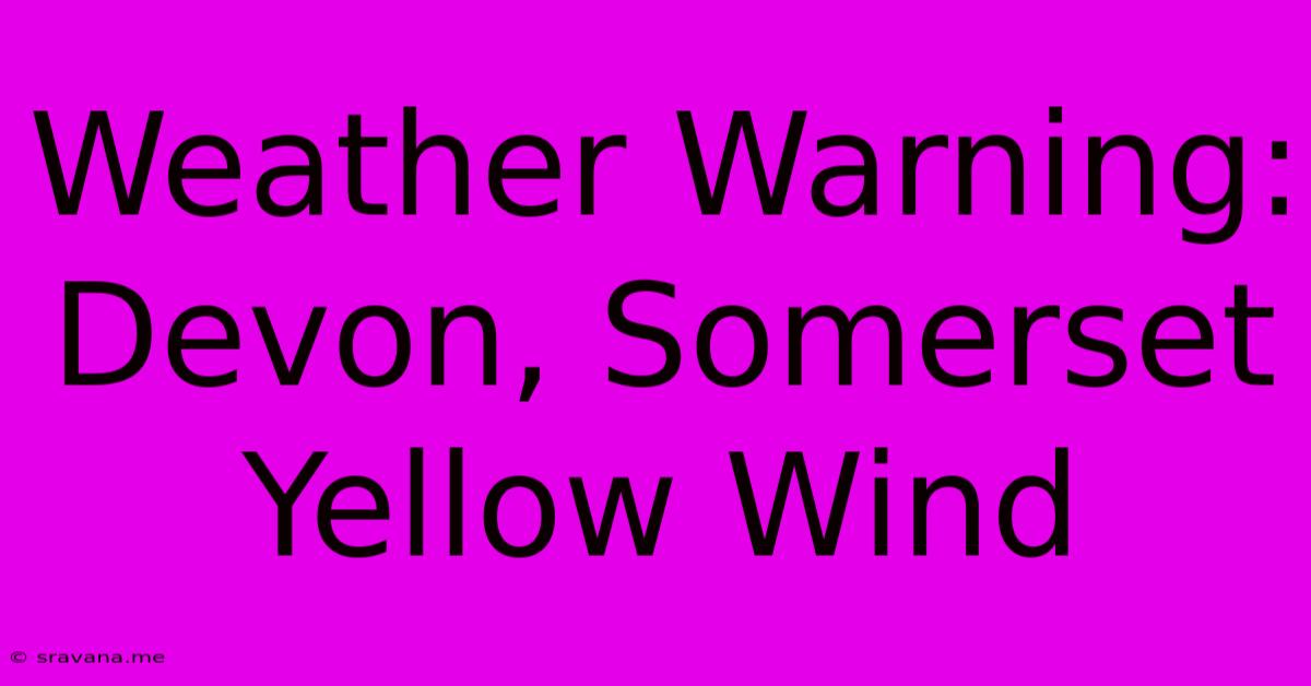 Weather Warning: Devon, Somerset Yellow Wind