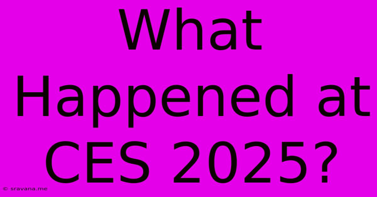 What Happened At CES 2025?