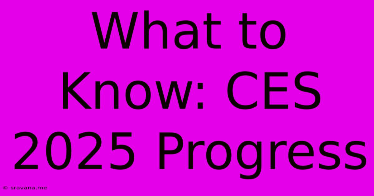 What To Know: CES 2025 Progress