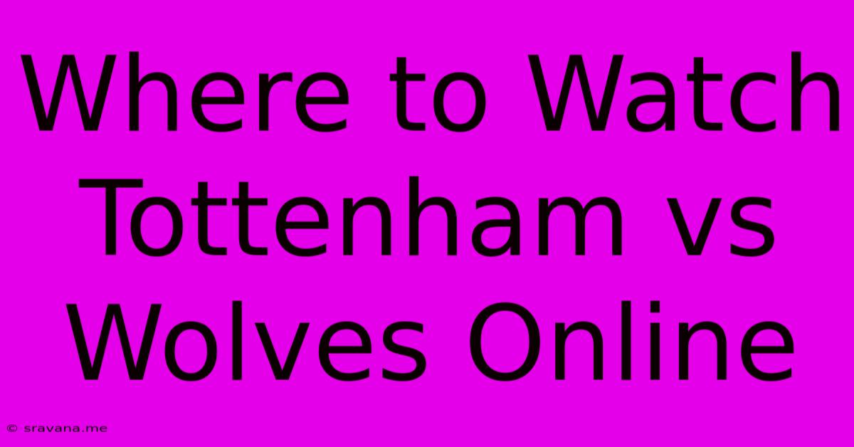 Where To Watch Tottenham Vs Wolves Online