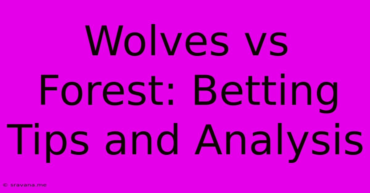 Wolves Vs Forest: Betting Tips And Analysis