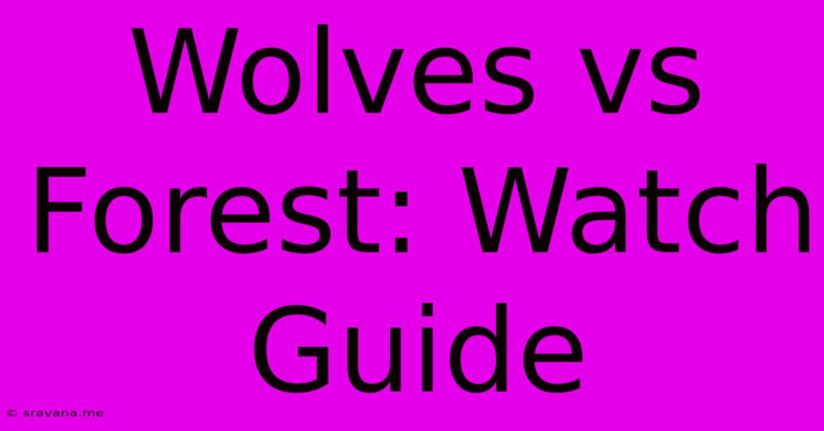 Wolves Vs Forest: Watch Guide